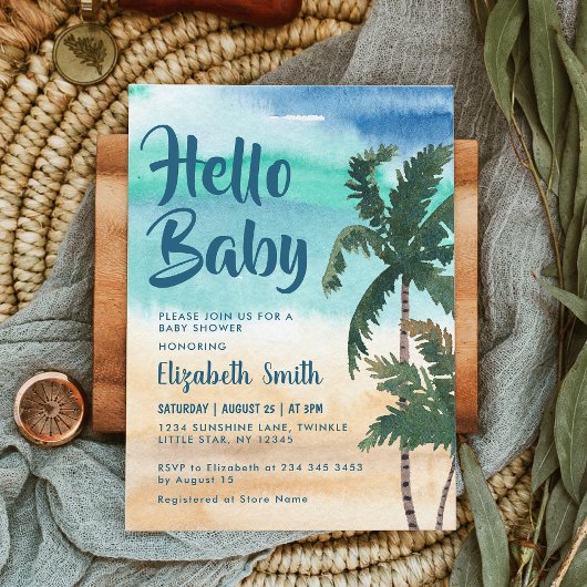 Invitation Baby shower Tropical Palm Beach