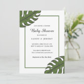 Invitation Baby shower Tropical Palm Feuille Couples (Debout devant)
