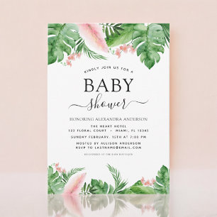 Invitation Baby shower Tropical Palm Floral Aquarelle