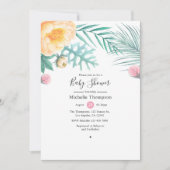 Invitation Baby shower tropical rose et menthe (Devant)