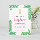 Invitation Baby Shower Tropical Rose & Or Pineapple (Debout devant)