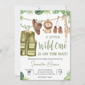 Invitation Baby shower tropical Safari Jungle Animaux (Devant)