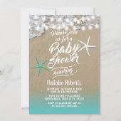 Invitation Baby shower Tropical Summer Beach Starfish (Devant)
