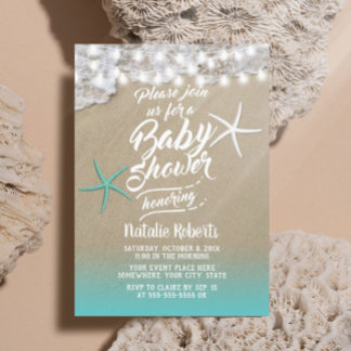 Invitation Baby shower Tropical Summer Beach Starfish