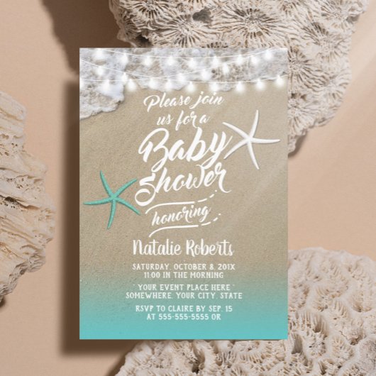Invitation Baby shower Tropical Summer Beach Starfish