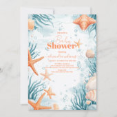 Invitation Baby shower Tropical Summer Beach Starfish (Devant)