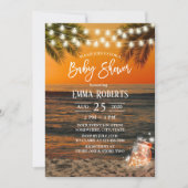 Invitation Baby shower Tropical Sunset Beach Glow Mason Jar (Devant)