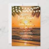 Invitation Baby shower Tropical Sunset Palm Beach (Devant)
