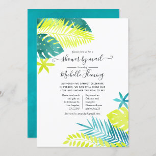 Invitation Baby shower tropical turquoise et citron par courr