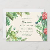 Invitation Baby shower tropical vert feuille de la jungle (Devant)