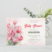 Invitation Baby shower tulipe bouquet de fleurs (Debout devant)