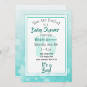 Invitation Baby shower turquoise (Devant / Derrière)