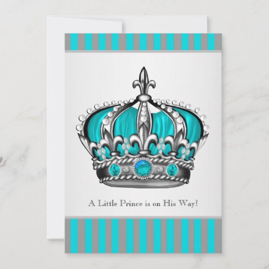 Invitation Baby shower Turquoise bleu argenté (Devant)