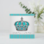 Invitation Baby shower Turquoise bleu argenté (Debout devant)
