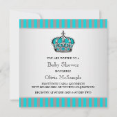 Invitation Baby shower Turquoise bleu argenté (Dos)