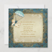 Invitation Baby shower turquoise Blue and Gold Boys (Dos)