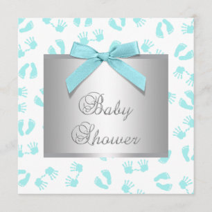 Invitation Baby shower Turquoise Blue Baby Hands