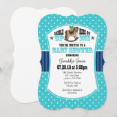 Invitation Baby shower Turquoise Blue Cowboy (Devant / Derrière)