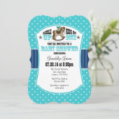 Invitation Baby shower Turquoise Blue Cowboy (Debout devant)