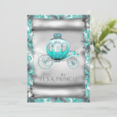 Invitation Baby shower turquoise Blue et Silver Prince (Debout devant)