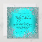 Invitation Baby shower turquoise Blue Snowflake (Dos)
