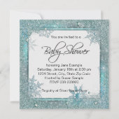 Invitation Baby shower turquoise Blue Snowflake (Dos)