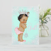 Invitation Baby shower turquoise Blue Winter Wonderland (Debout devant)