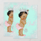 Invitation Baby shower turquoise Blue Winter Wonderland (Devant / Derrière)