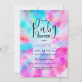 Invitation Baby shower turquoise d'aquarelle rose blanc Abstr (Devant)
