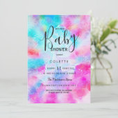 Invitation Baby shower turquoise d'aquarelle rose blanc Abstr (Debout devant)
