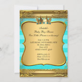 Invitation Baby shower Turquoise du Prince afro-américain (Dos)