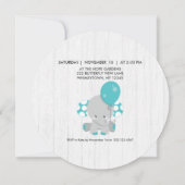 Invitation Baby shower Turquoise éléphant en bois  (Dos)