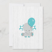 Invitation Baby shower Turquoise éléphant en bois  (Dos)