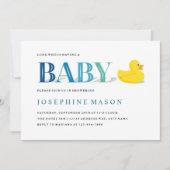 Invitation Baby shower turquoise en caoutchouc sophistiqué (Devant)