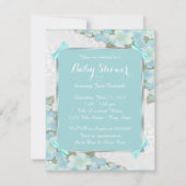 Invitation Baby shower turquoise en cigogne bleue et rose (Dos)