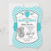 Invitation Baby shower Turquoise Grey Chevron (Devant)