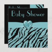 Invitation Baby shower turquoise imprimé de parties (Devant / Derrière)