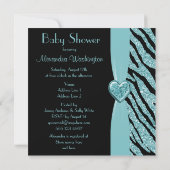 Invitation Baby shower turquoise imprimé de parties (Dos)
