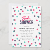 Invitation Baby shower Turquoise Indigo Pink Confetti (Devant)