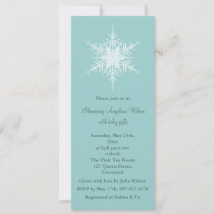 Invitation Baby shower Turquoise Neige