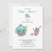 Invitation Baby shower Turquoise pour le thé (Devant)