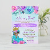 Invitation Baby shower turquoise pourpre élégant d'or de (Debout devant)