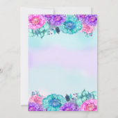 Invitation Baby shower turquoise pourpre élégant d'or de (Dos)