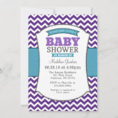 Invitation Baby shower turquoise Purple Grey Chevr (Devant)