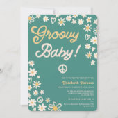 Invitation baby shower turquoise super rétro (Devant)
