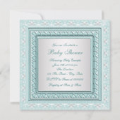 Invitation Baby shower Turquoise vintage (Dos)