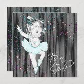 Invitation Baby shower Turquoise vintage (Devant / Derrière)