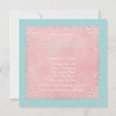 Invitation Baby shower turquoise Vintage bleu et rose (Dos)