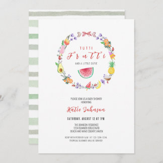Invitation Baby shower Tutti Frutti, Douche Tropicale Été