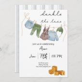 Invitation baby shower twin à thème vintage (Devant / Derrière)